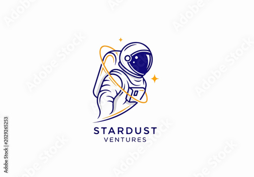 Bold astronaut logo with powerful minimal line structure