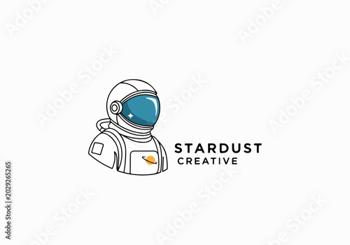 Bold astronaut line logo with strong visual structure