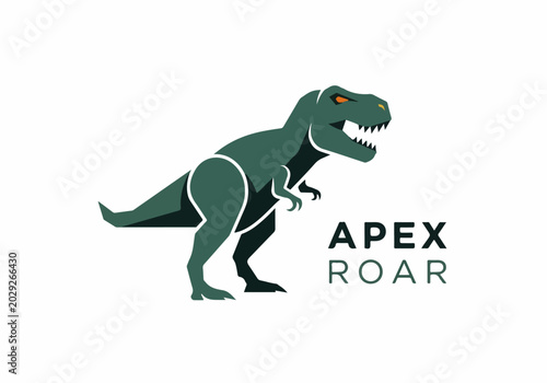 Aggressive T rex logo with roaring dynamic expression