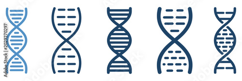 Tableau sur toile DNA chromosome genetics icon set featuring molecular structure symbols for biology and scientific research concepts