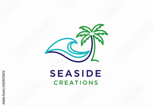 Classic Beach Logo Featuring Timeless Ocean Horizon Symbol Designs