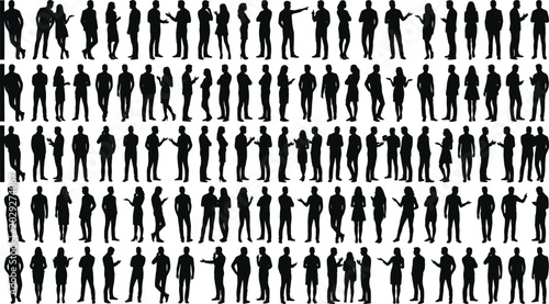 Photos Mega collection of standing people silhouettes featuring men and women talking a