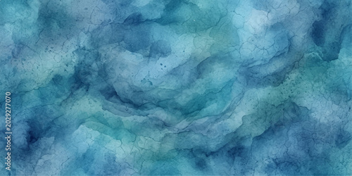 Obraz na plátně Abstract watercolor texture in cool blue and green hues, with subtle paper-like grain and painterly strokes, creating a tranquil and artistic backdrop