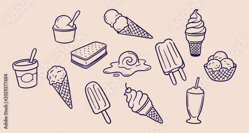 Bild auf Leinwand ice cream pattern, cold summer treat, delicious sweet dessert, frozen popsicle c