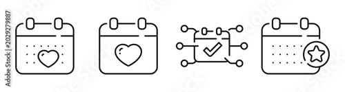 Tableau sur toile Calendar icons indicating favorites and scheduled events