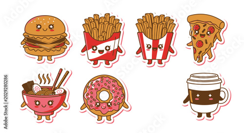 Fotografia Cartoon fast food characters standing.