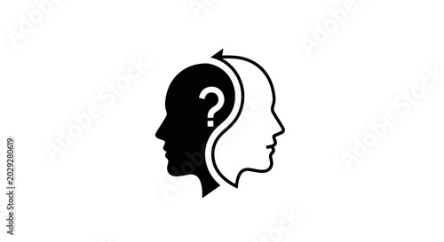 Black and white human head silhouette.