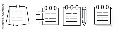 Cuadro en lienzo Notepad and page icons showing note taking and editing