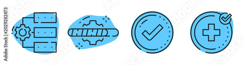 Foto Process and validation icons indicating system status and approval