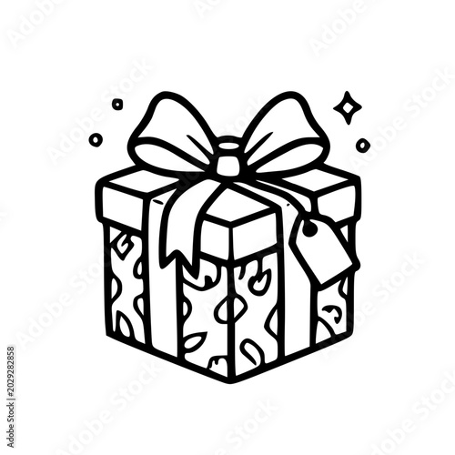 Cute Gift Box Ribbon Doodle Icon Design