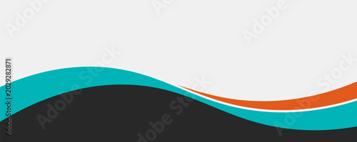 Abstract teal and orange wave design banner with black accent for modern graphics vector illustration EPS10.