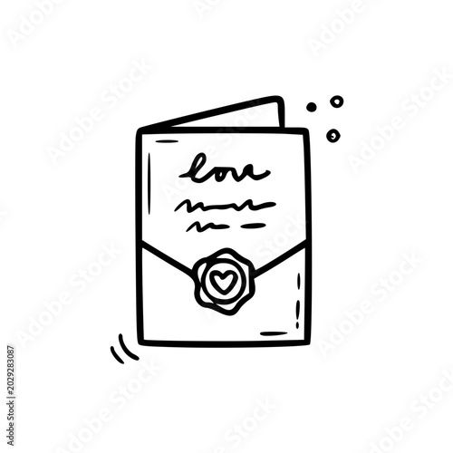 Romantic Love Letter Doodle Vector Icon Illustration