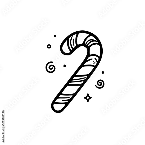 Sweet Candy Cane Christmas Doodle Vector