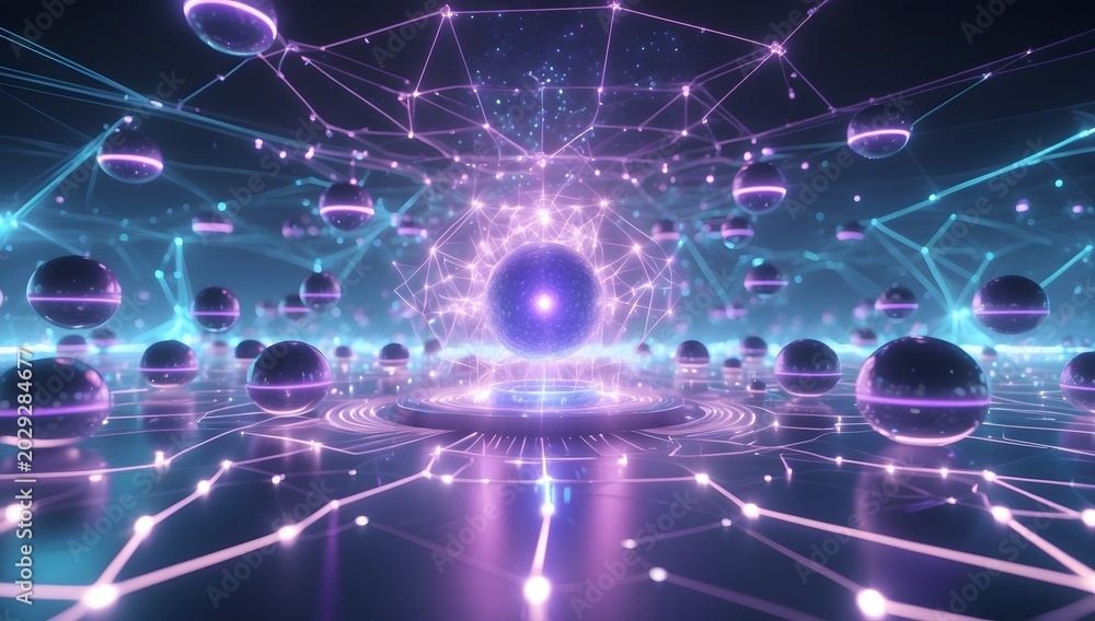 Fototapeta premium Deep Space Singularity Forge With Alien Plasma Harmonic Circuit Orbs