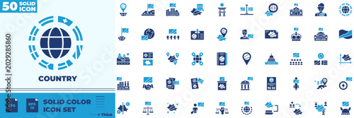 Country Solid Color Editable Icons set