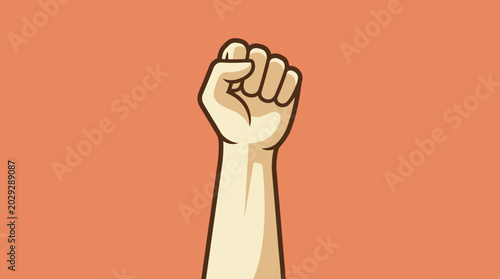 Canvas Print Cartoon illustration of a raised fist.