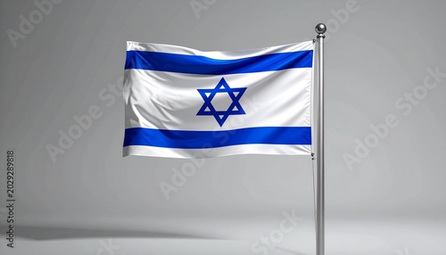 Israeli flag waving against cloudy sky