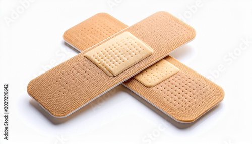 Crossed adhesive bandages symbolizing healing