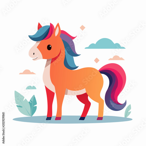 Cute Cartoon Horse Illustration