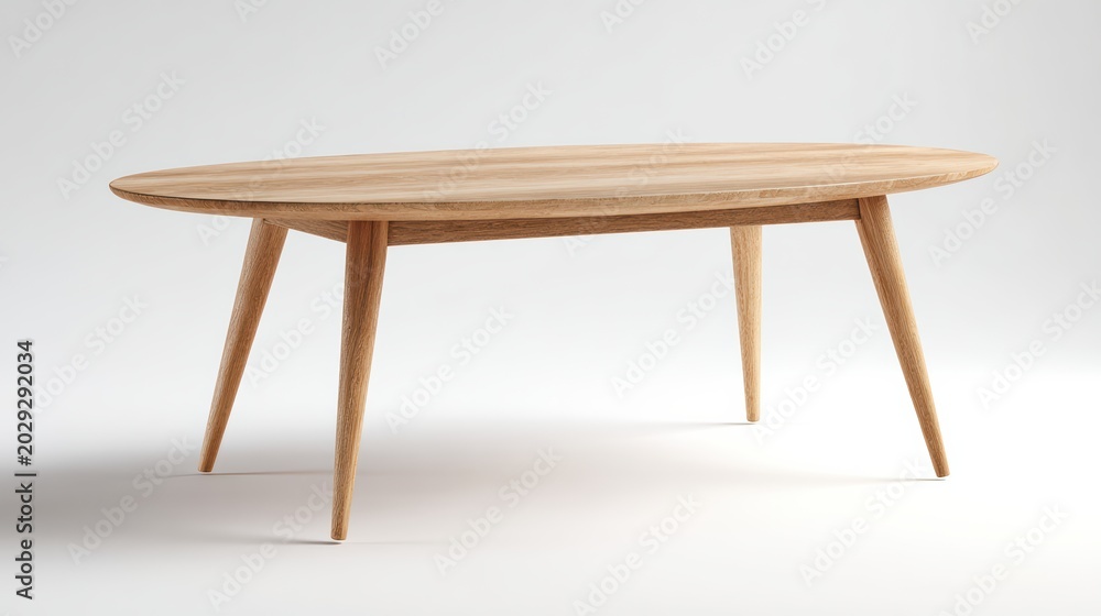 Fototapeta premium wooden coffee table with natural oak texture, simple modern design, isolated on white background, ultra realistic photography