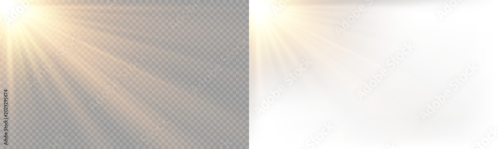 Fototapeta premium Sun Light Bright yellow Glow Isolated. Sun isolated. Png image overlay