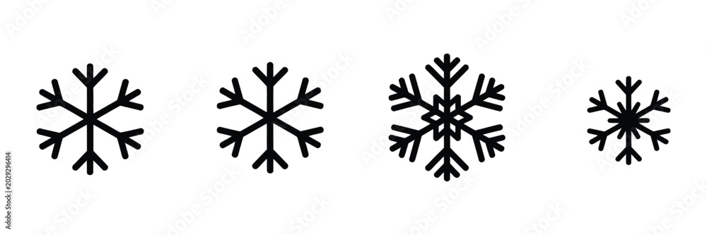 Fototapeta premium Snowflake icon set for winter, cold weather, and seasonal design concepts in vector style.