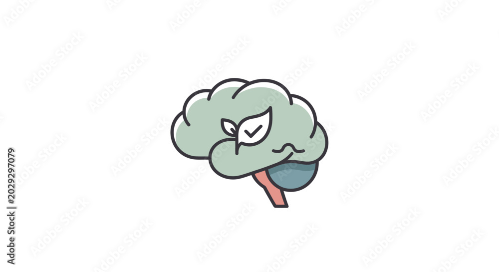 Φωτογραφία Angry brain cartoon character face.