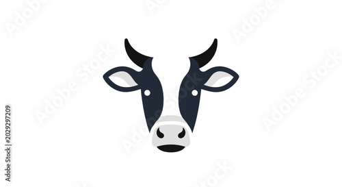 Fotografie Black and white cow head illustration.