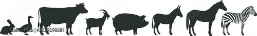 Photography Farm and Wild Animal Silhouettes Collection Featuring Livestock and Wildlife Iso