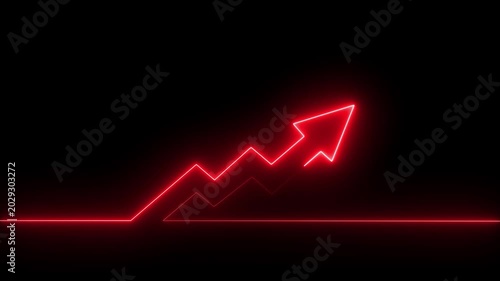 Glowing Neon business graph growth arrow up arrow. share market graph icon appropriate business growth arrow. Market Recovery Concept. business growth arrow icon. Business line arrow icon. 4k video.
