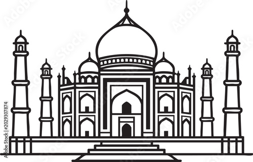 Beautiful Taj Mahal Vector Illustration - Indian Landmark and Historical Monument Design