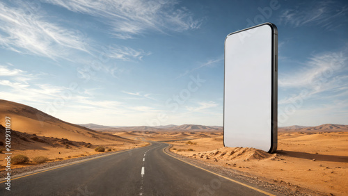 Giant Smartphone at Golden Hour in Desert