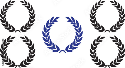 Canvas Print PLaurel wreath vector set, black olive branch symbol collection for awards and heraldry