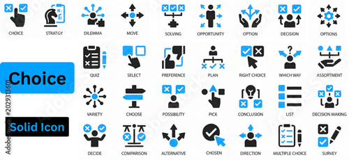 Bild auf Leinwand Choice solid icon set on white background. Choice icon set