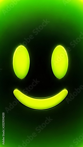 Neon Green Smile Face
