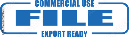 Foto Bright blue Commercial Use File Export Ready stamp label signifying readiness fo