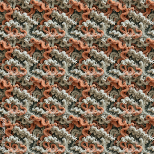 Seamless Scandinavian style pattern with intricate designs in soft colors