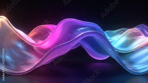 Abstract colorful flowing shapes with bright light and dark background