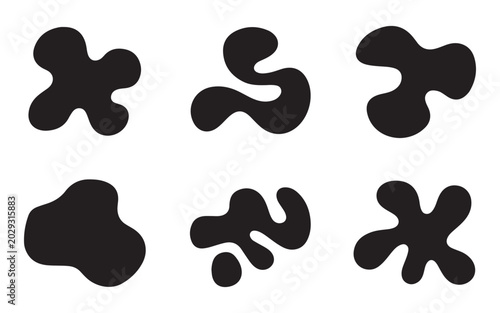 Tableau sur toile Organic imperfect blob shapes vector set, minimal abstract fluid forms, monochro