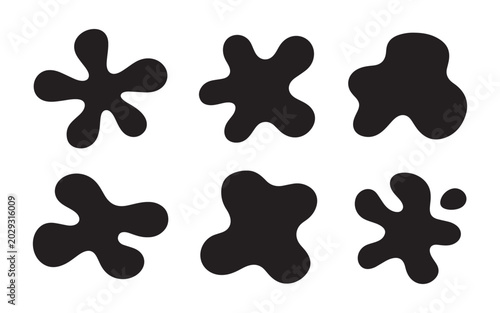 Bild auf Leinwand Organic imperfect blob shapes vector set, minimal abstract fluid forms, monochro