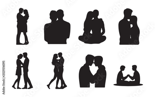 Foto Relationship emotion silhouette vectors, isolated background