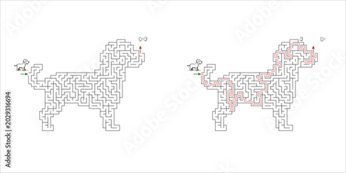 Dog maze puzzle design for children
