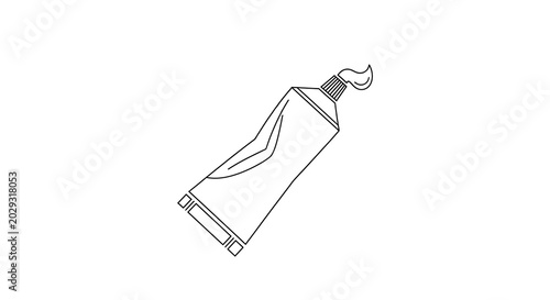 Illustration of a slanted tube with squeezed content on top in black and white simple line art ai generated