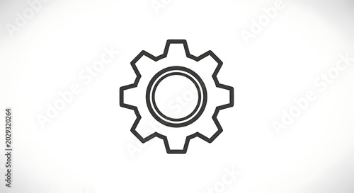 Illustration of a single black outline gear with a circle in the middle on a white background ai generated