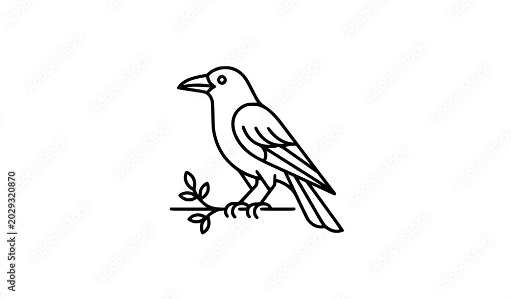 Fototapeta premium Simple crow bird icon vector illustration isolated on white background for wildlife nature and gothic design projects