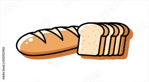 Bild auf Leinwand Freshly Baked Bread Loaf and Sliced Bread Assortment.