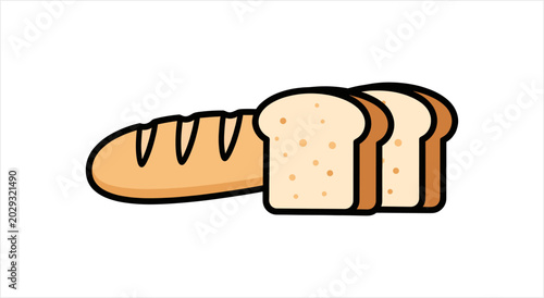 Tableau sur toile Freshly Baked Bread Loaf and Slices.