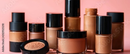 Makeup foundation shades on pink background.  Perfect for beauty blogs