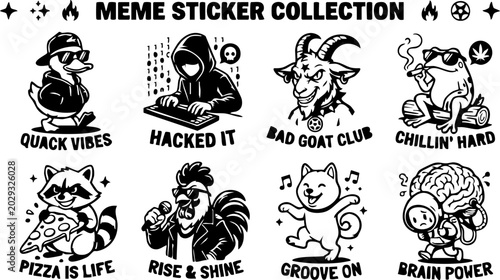 Funny Internet Meme Sticker Pack Vector Illustration Collection