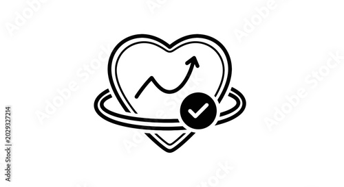 Heart with arrow and check mark.
